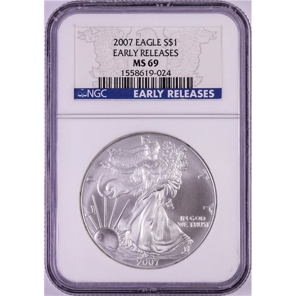 2007 $1 American Silver Eagle Coin NGC MS69 Early Releases