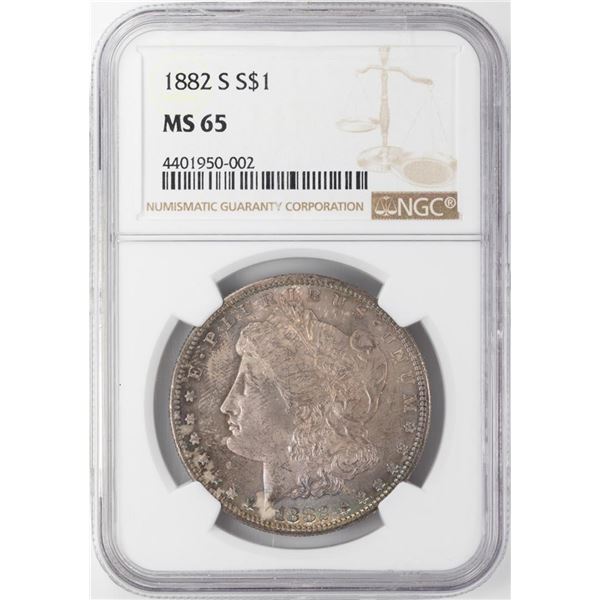 1882-S $1 Morgan Silver Dollar NGC MS65 Nice Toning