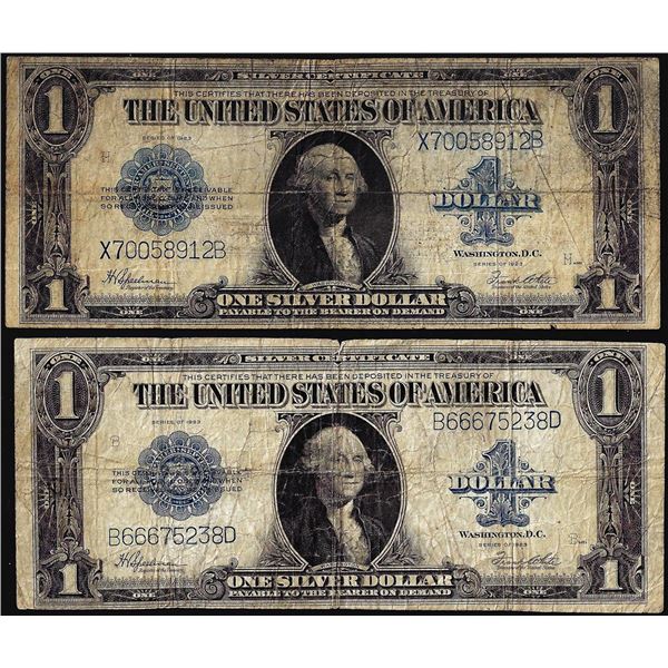 Lot of (2) 1923 $1 Silver Certificate Notes