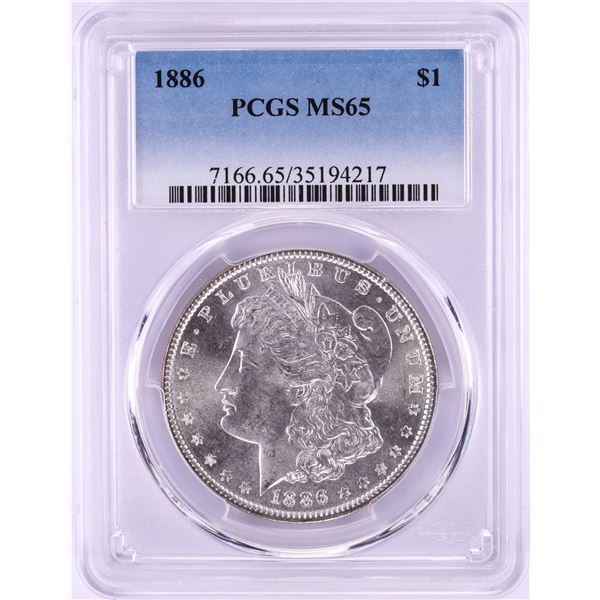 1886 $1 Morgan Silver Dollar Coin PCGS MS65