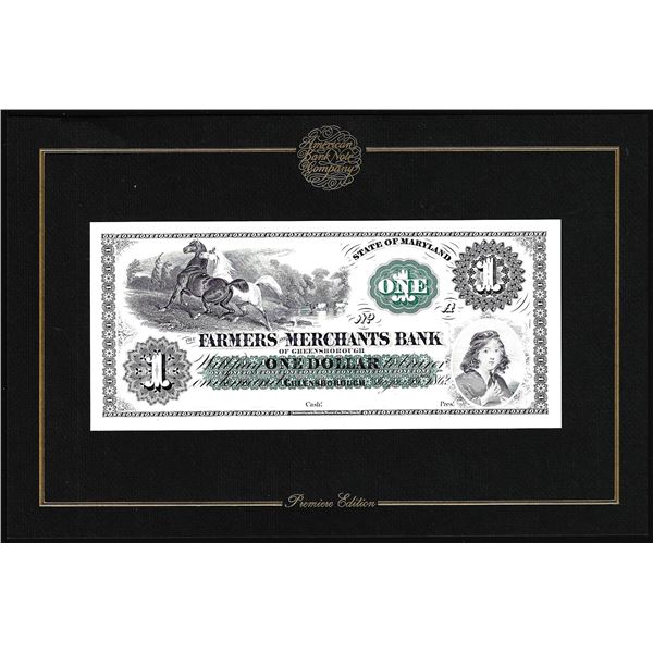 1994 ABN Co. Intaglio Print Farmers & Merchants Bank Greensborough, MD