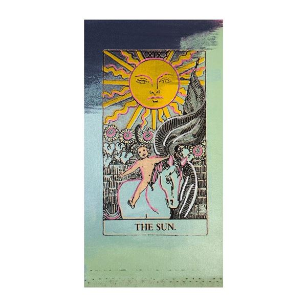 Steve Kaufman (1960-2010) "Tarot, The Sun" Original Mixed Media On Canvas