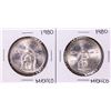 Image 1 : Lot of (2) 1980 Mexico Onza Silver Coins