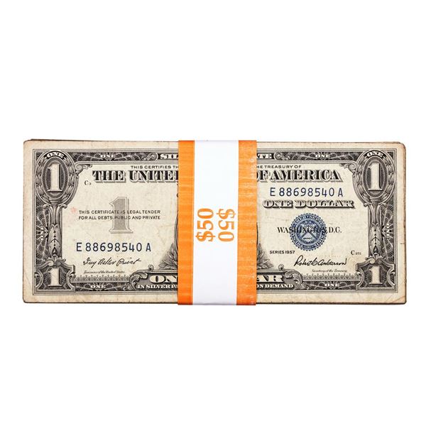 Lot of (50) 1957 $1 Silver Certificate Notes