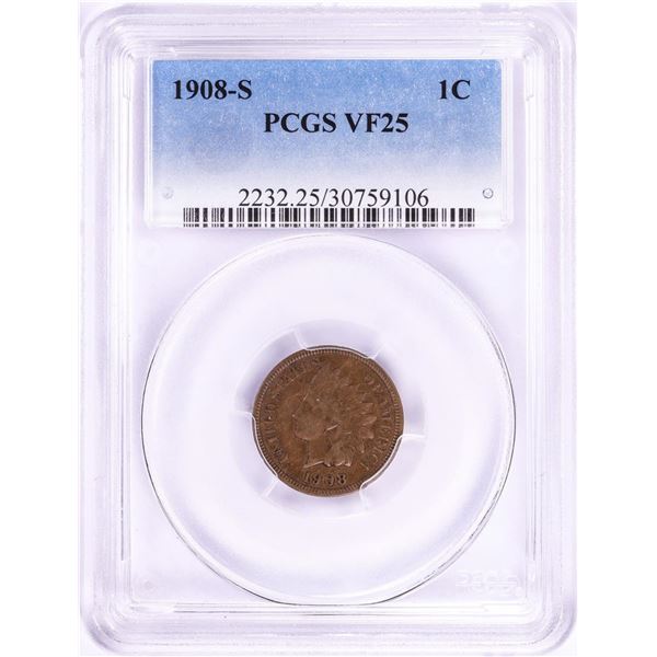 1908-S Indian Head Cent Coin PCGS VF25