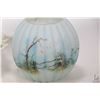 Image 2 : Antique Victorian hand painted milk glass Robins egg blue pumpkin shaped rose bowl 6" in height and 