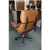 Image 2 : Herman Miller style, leather upholstered lounge chair converted to office chair, note mark on seat, 