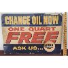 Image 1 : PROMOTIONAL OIL CHANGE CARDBOARD ADVERTISEMENT - 20 X 28 INCHES 
