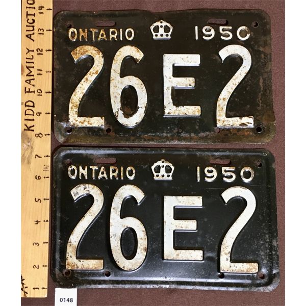 PAIR OF 1950 ONTARIO LICENSE PLATES