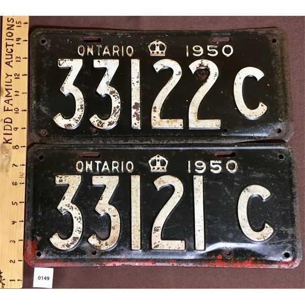 PAIR OF 1950 ONTARIO LICENSE PLATES