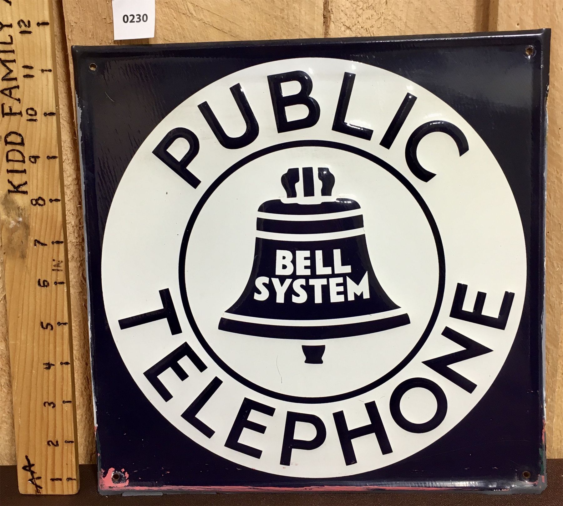 BELL SYSTEM PUBLIC TELEPHONE SIGN - SST - 11 X 11 INCHES