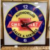 Image 1 : CHEVROLET LIGHT UP ADVERTISING CLOCK - 15" SQUARE