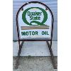 Image 1 : QUAKER STATE DOUBLE SIDED METAL SIGN WITH BRACKET