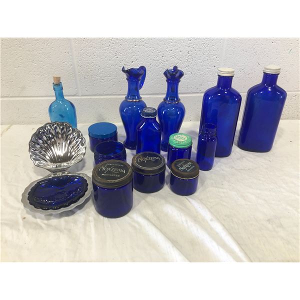 Blue Jars & Bottles Lot