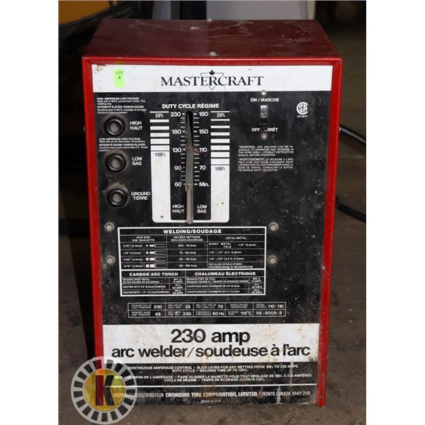 MASTERCRAFT 230AMP ARC WELDER