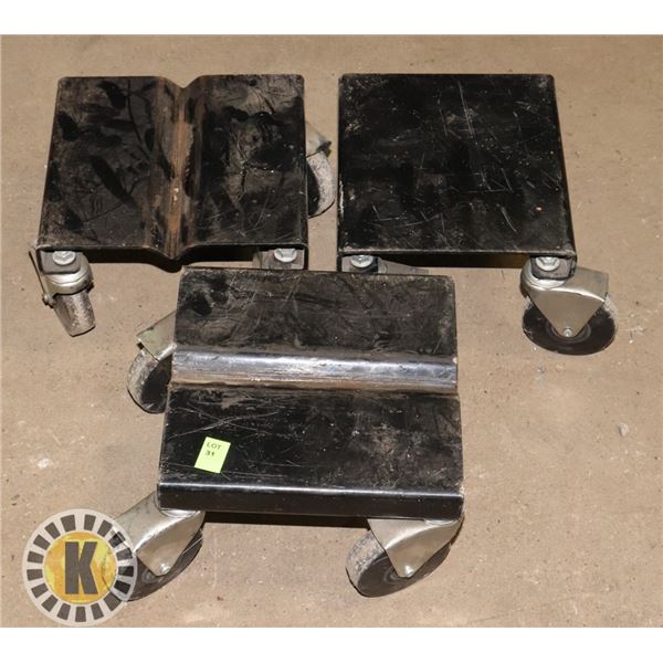 LOT OF 3 SNOWMOBILE FLOOR DOLLYS