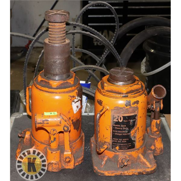 LOT OF TWO 20 TON BOTTLE JACKS, NO BAR