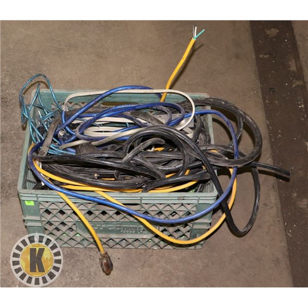 BIN OF ASSORTED CORDS