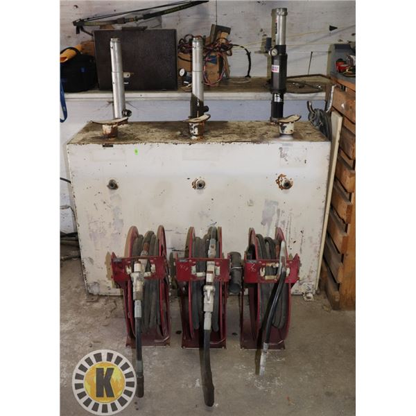 3 COMPARTMENT OIL DISPENSING TANK CABINET WITH 3