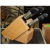 Image 1 : WOOD KNIFE BLOCK WITH KNIVES