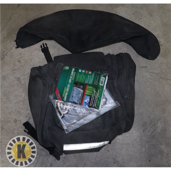 LOT OF 2 ATV BAGS WITH INFLATABLE COOLER & CAMPING