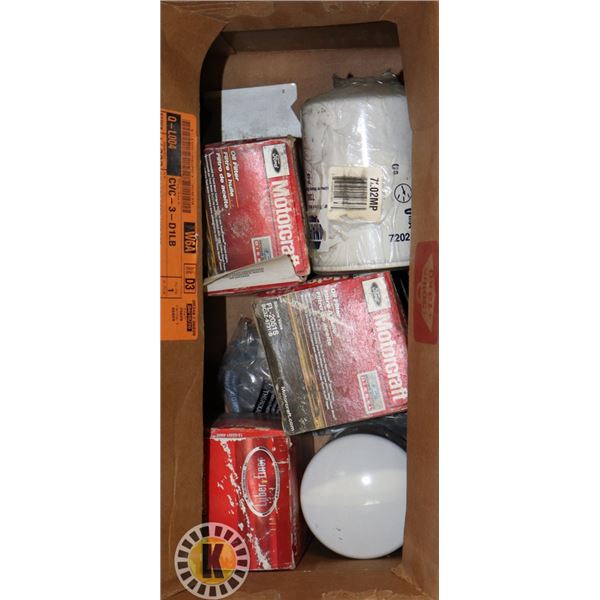BOX OF ASSORTED OIL & FUEL FILTERS