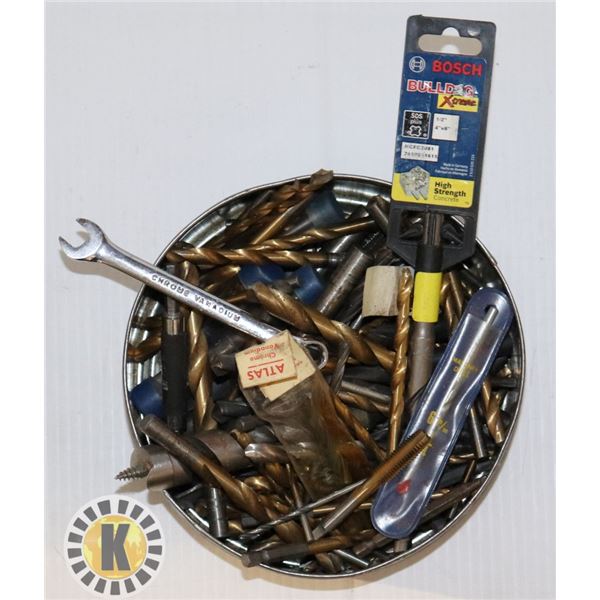 COLLECTIBLE TIN WITH DRILL BITS AND MORE