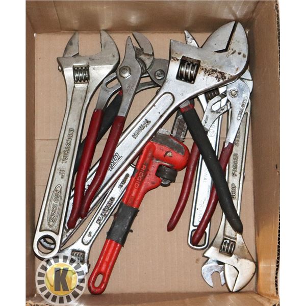 FLAT OF ASSORTED ADJUSTABLE WRENCH