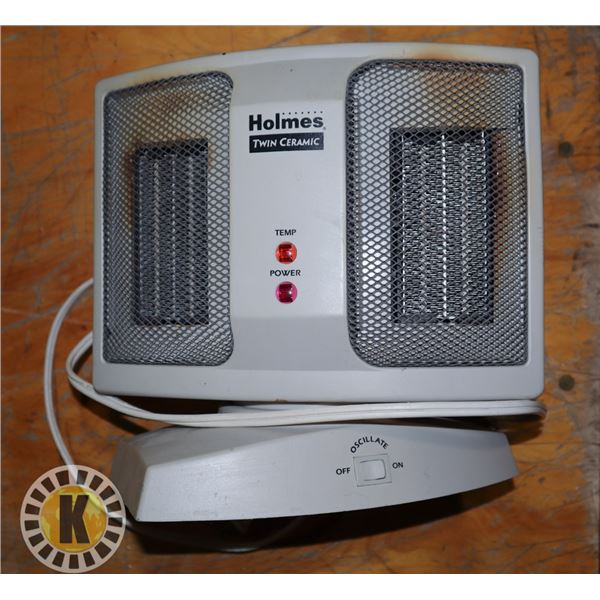 HOLMES TWIN CERAMIC OSCILLATING HEATER
