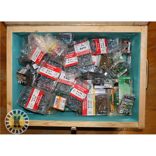 BOX OF ASSORTED WOOD SCREWS