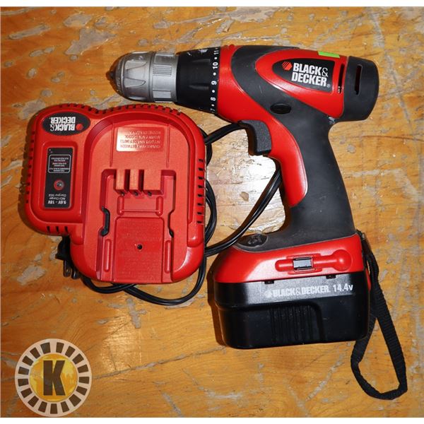 BLACK & DECKER POWER DRILL INCLUDES FAST CHARGER