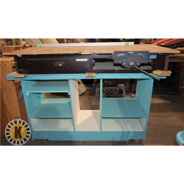 HOMEMADE WORK BENCH (INCLUDES VICE)