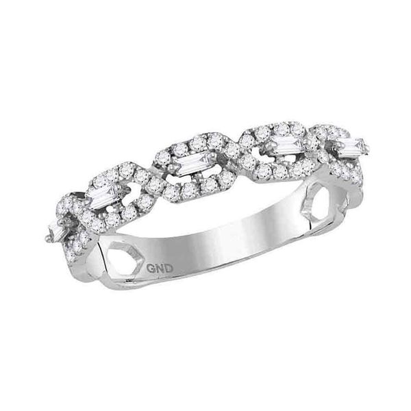 Round Diamond Twist Stackable Band Ring 1/3 Cttw 10KT White Gold