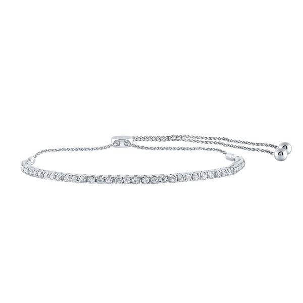 Round Diamond Bolo Bracelet 1 Cttw 14KT White Gold