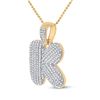 Image 2 : Round Diamond Bubble K Letter Charm Pendant 3/4 Cttw 10KT Yellow Gold