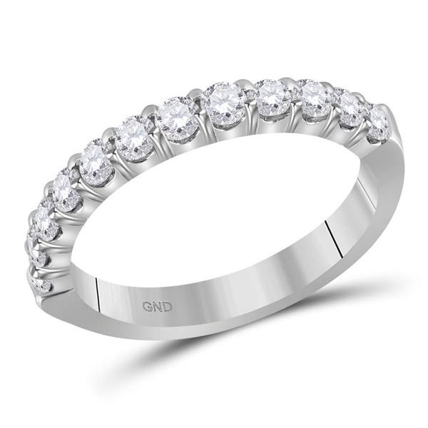 Machine Set Round Diamond Single Row Wedding Band 1/2 Cttw 14KT White Gold
