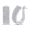 Image 1 : Round Diamond Oblong Hoop Earrings 3/4 Cttw 10KT White Gold
