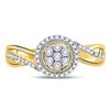 Image 2 : Round Diamond Flower Cluster Ring 1/6 Cttw 10KT Yellow Gold