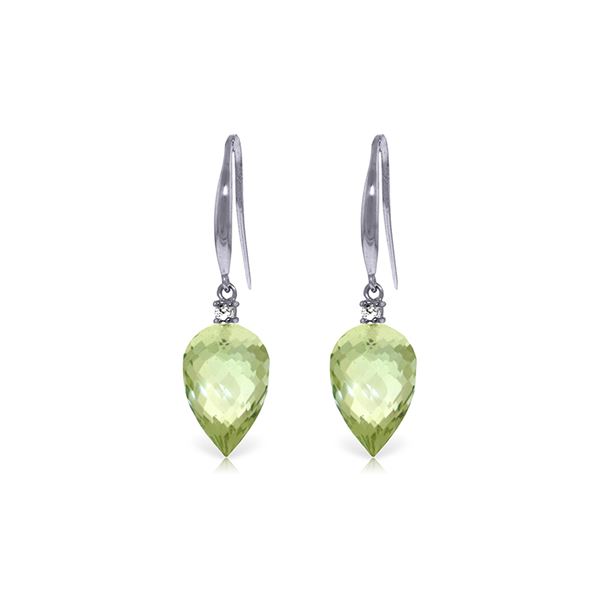 Genuine 19.1 ctw Green Amethyst & Diamond Earrings 14KT White Gold - REF-41N3R