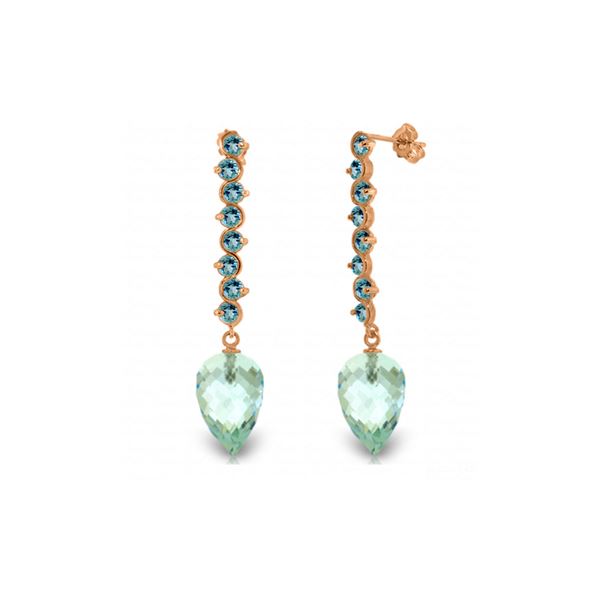 Genuine 25.6 ctw Blue Topaz Earrings 14KT Rose Gold - REF-85Z6N