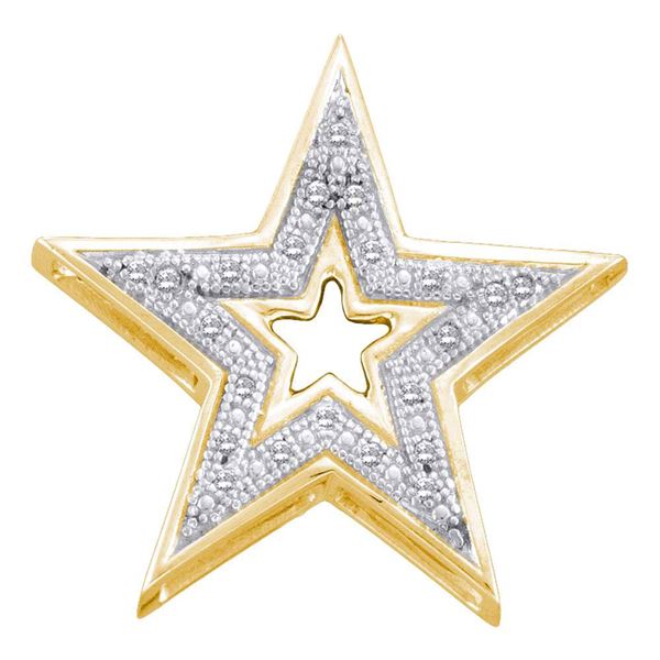 Round Diamond Simple Star Cutout Pendant 1/20 Cttw 10KT Yellow Gold
