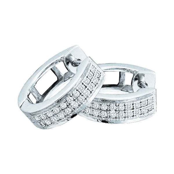 Round Diamond Huggie Earrings 1/6 Cttw 10KT White Gold