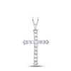 Image 1 : Round Diamond Cross Pendant 1/4 Cttw 10KT White Gold