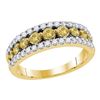 Image 1 : Round Yellow Color Enhanced Diamond Band Ring 1/2 Cttw 14KT Yellow Gold