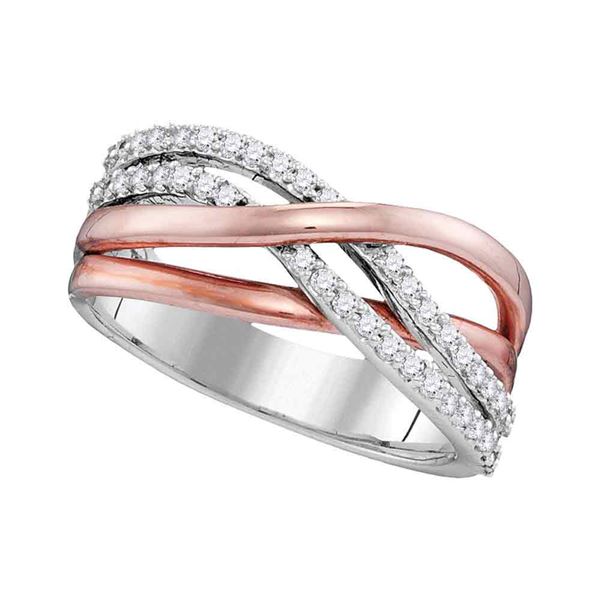 Round Diamond Crossover Band Ring 1/3 Cttw 10KT Two-tone Gold