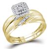 Image 2 : Diamond Cluster Matching Wedding Set 1/5 Cttw 10KT Yellow Gold
