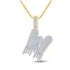 Image 1 : Round Diamond W Dripping Letter Charm Pendant 3/4 Cttw 10KT Yellow Gold