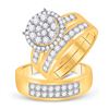 Image 1 : Diamond Cluster Matching Wedding Set 1-7/8 Cttw 14KT Yellow Gold