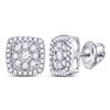 Image 1 : Round Diamond Square Cluster Earrings 1/2 Cttw 14KT White Gold