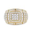 Image 2 : Round Diamond Cluster Ring 3 Cttw 14KT Yellow Gold